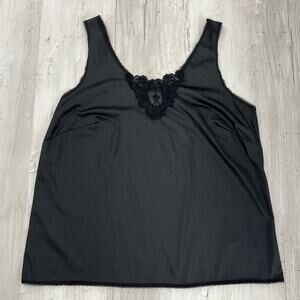 Patricia Lingerie Black Camisole Lace Trim Slip Top 38 90s Minimalist Chic Goth